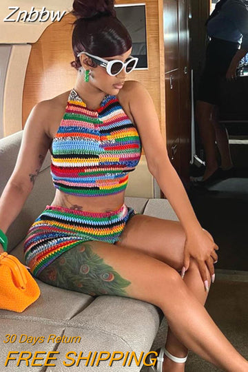 Znbbw Women Tank Tops Shorts Pants Beach Vacation Two Piece Sets Outfits 2023 Summer Clothes Wholesale Items For Business